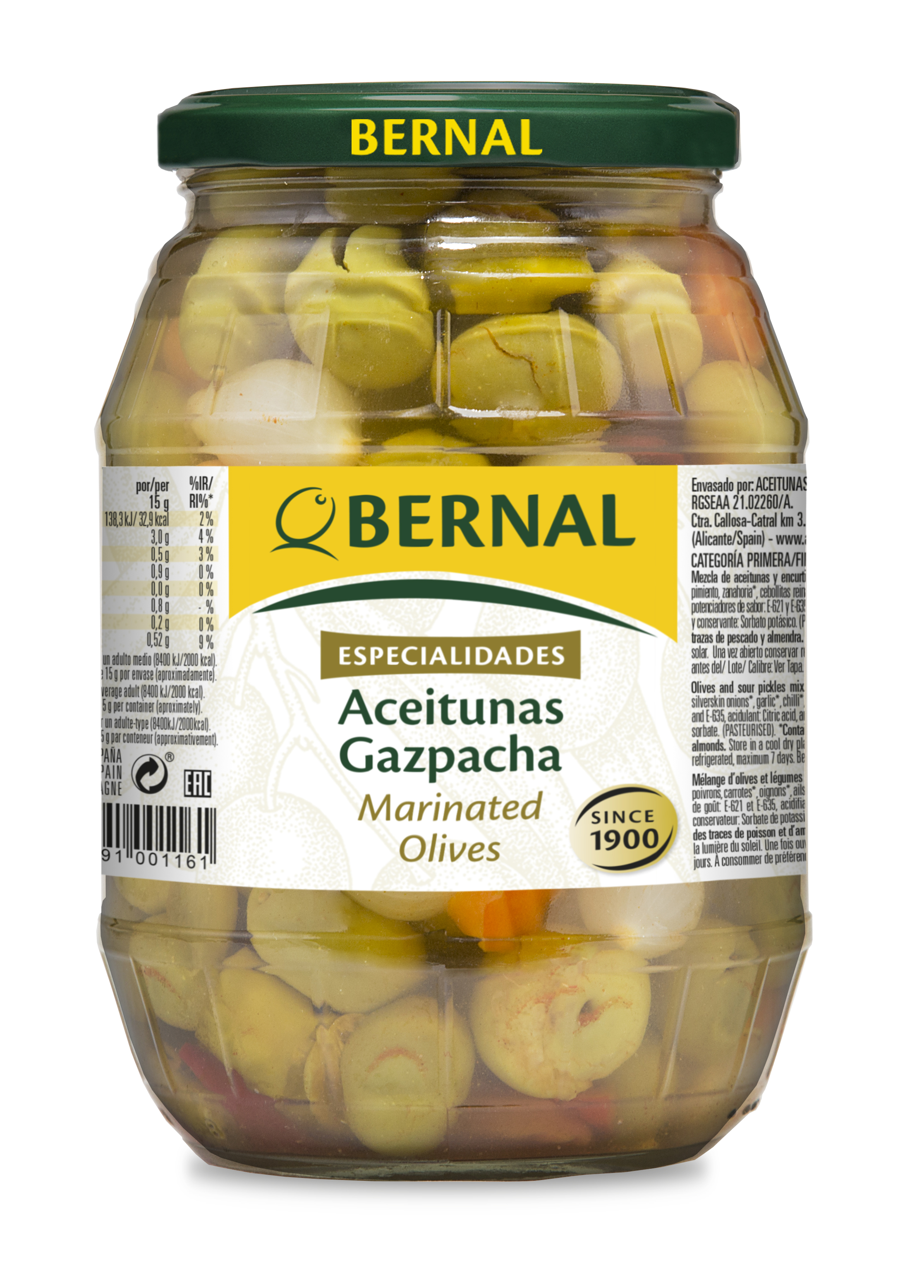картинка Оливки GASPACHA с перцем и морковью, 1000 г  (600 г)