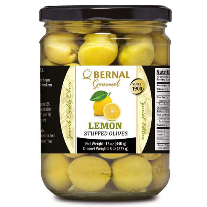 картинка Оливки фарш. лимоном, Bernal, стекло, 436 г (250 г) (N)